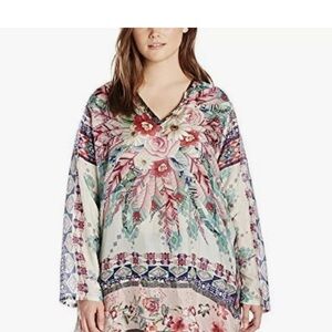Johnny Was Tribeca Floral Print Georgette Tunic, Multi Size M.